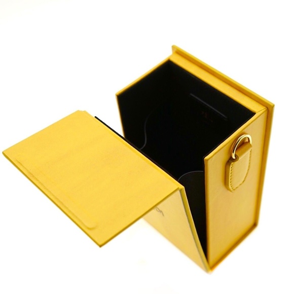 Fendi Shoulder Bag Vertical Box Yellow Logo Leather New - Picture 4 of 5